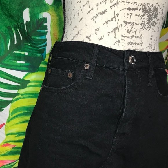 American Eagle Sz 2 Black Denim Button Closure School Casual Mini Skirt - Picture 6 of 8